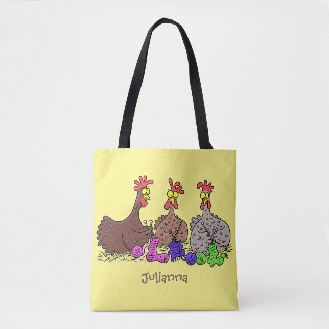 Bolso De Tela Ilustracion personalizado de pollos de punto diver (Anverso)