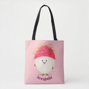 Bolso De Tela Ilustracion personalizado de rambután rosa suave