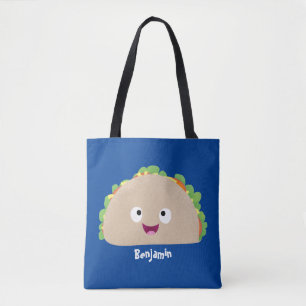 Bolso De Tela Ilustracion personalizado de taco alegre sonriente