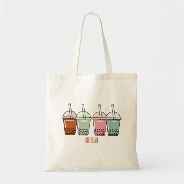 Bolso De Tela Ilustracion personalizado de té de burbujas (Frente)