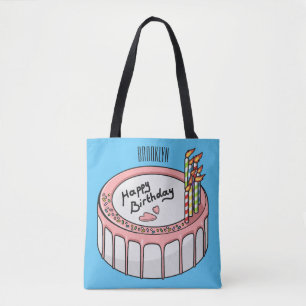 Bolso De Tela Ilustracion personalizado de torta de cumpleaños