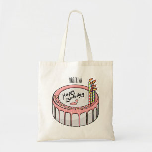 Bolso De Tela Ilustracion personalizado de torta de cumpleaños