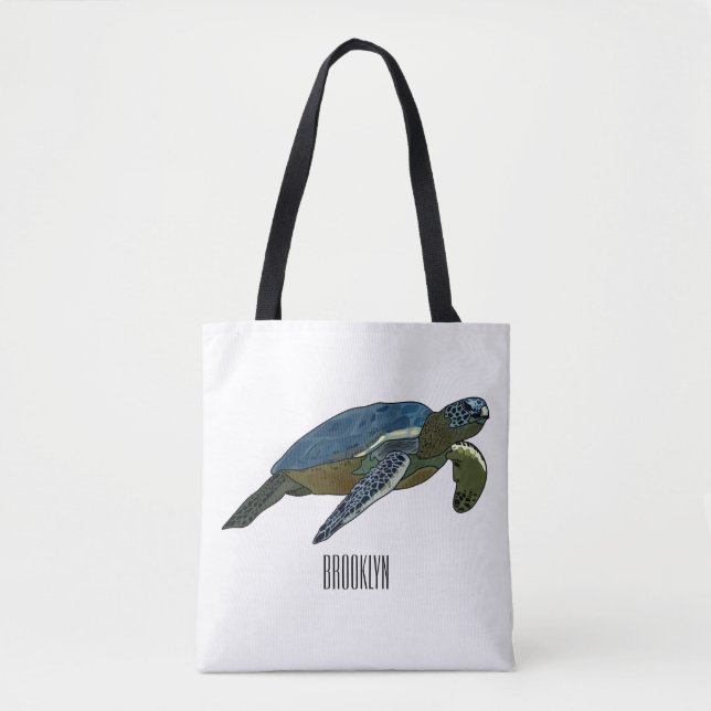 Bolso De Tela Ilustracion personalizado de tortugas marinas (Anverso)