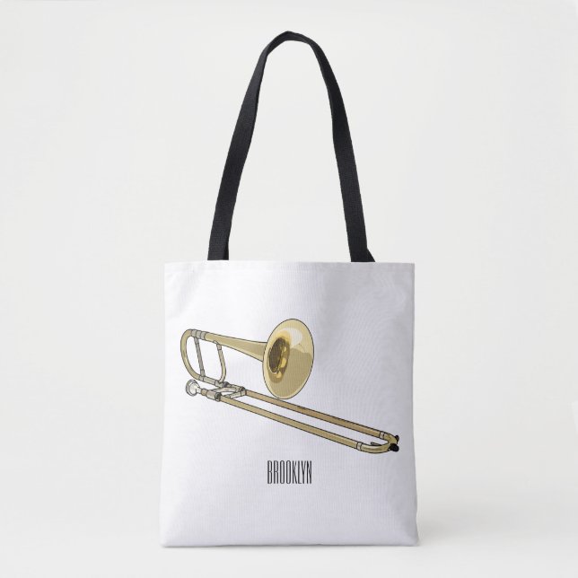 Bolso De Tela Ilustracion personalizado de Trombone (Anverso)