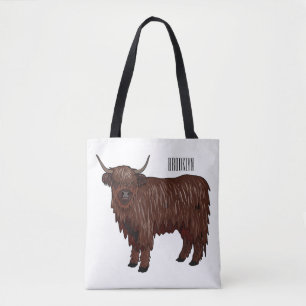 Bolso De Tela Ilustracion personalizado de vaca de Highland