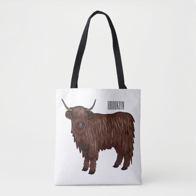 Bolso De Tela Ilustracion personalizado de vaca de Highland (Anverso)