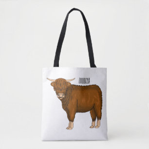 Bolso De Tela Ilustracion personalizado de vaca de Highland