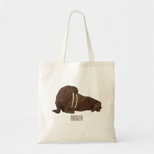 Bolso De Tela Ilustracion personalizado de Walrus (Frente)