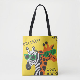 Bolso De Tela Ilustracion Personalizado Guay Zebra Giraffe