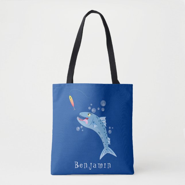 Bolso De Tela Ilustracion personalizado pescador hambriento de b (Anverso)