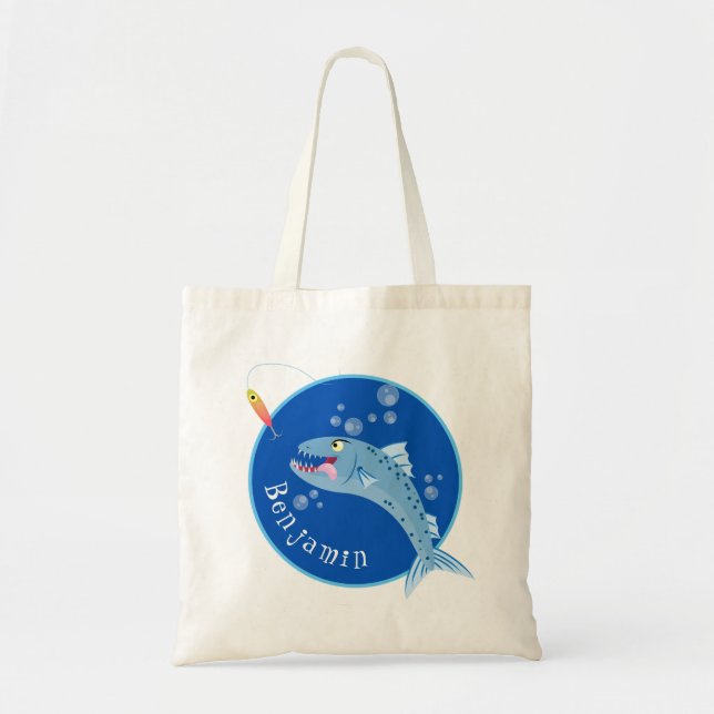 Bolso De Tela Ilustracion personalizado pescador hambriento de b (Frente)
