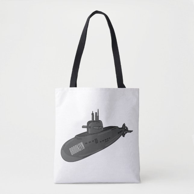 Bolso De Tela Ilustracion personalizado submarino (Anverso)