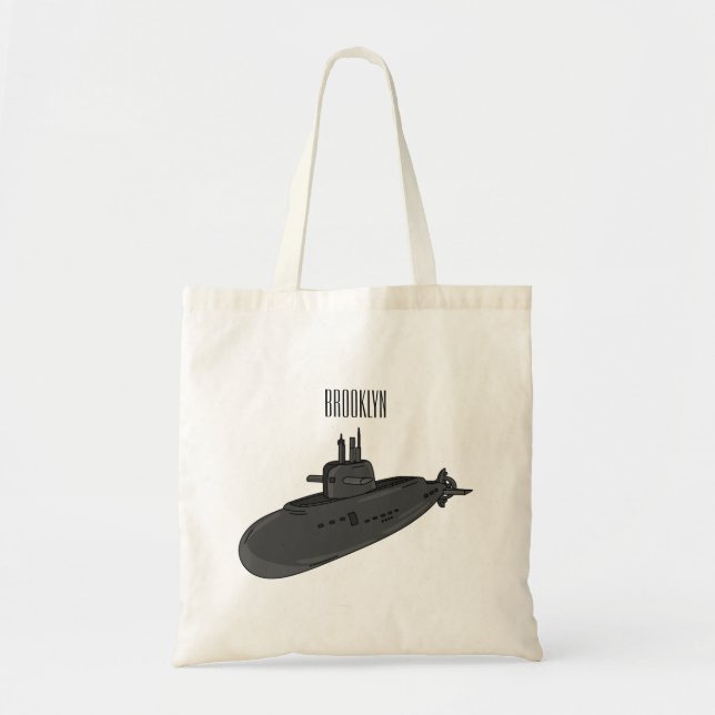 Bolso De Tela Ilustracion personalizado submarino (Frente)