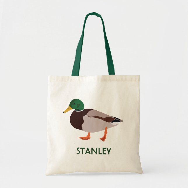 Bolso De Tela Ilustracion realista Mallard Duck personalizado (Frente)