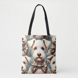 Bolso De Tela Ilustracion Retro Bedlington Terrier