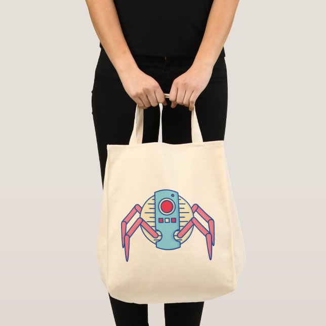 Bolso De Tela Ilustracion retro Blue Robot Spider Walker (Anverso (producto))