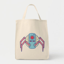 Bolso De Tela Ilustracion retro Blue Robot Spider Walker