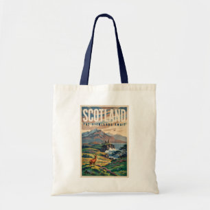 Bolso De Tela Ilustración retro de ciervos de las Tierras Altas