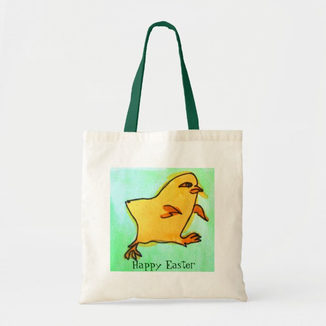 Bolso De Tela Ilustracion retro de pollo de Pascua (Frente)