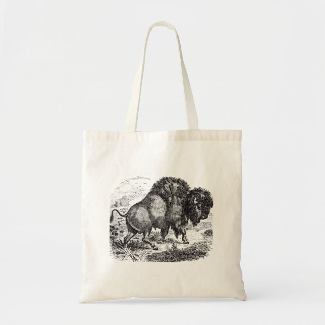 Bolso De Tela Ilustracion retro del animal del bisonte del (Frente)
