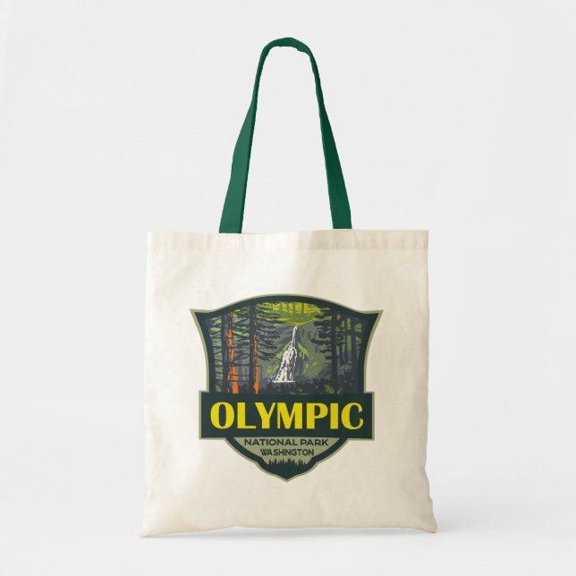 Bolso De Tela Ilustracion Retro del Parque Nacional Olímpico (Frente)
