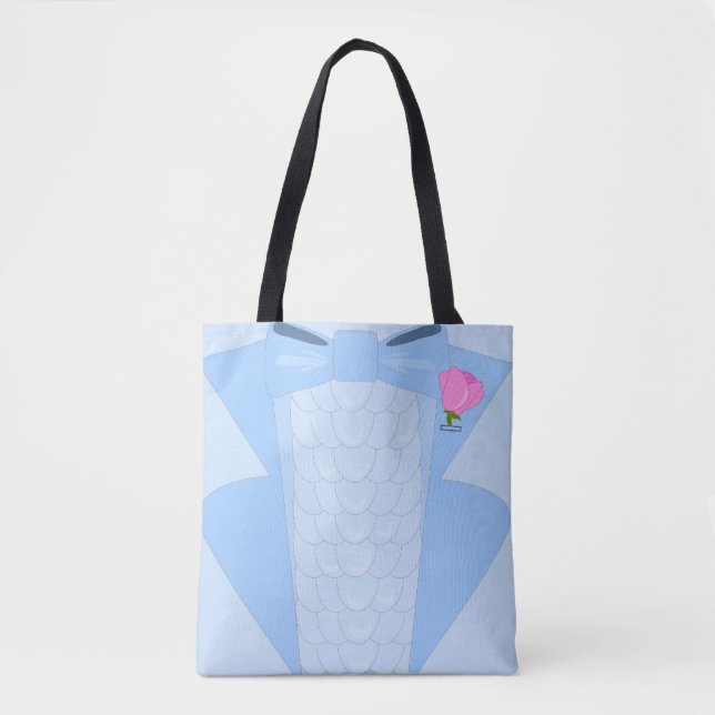 Bolso De Tela Ilustracion Retro Disco Azul Tuxedo (Anverso)