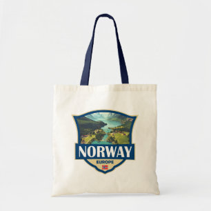 Bolso De Tela Ilustración Retro Insignia de Noruega