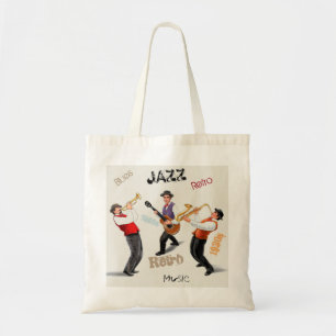 Bolso De Tela Ilustracion retro musical de jazz