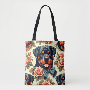 Bolso De Tela Ilustracion Retro Rottweiler
