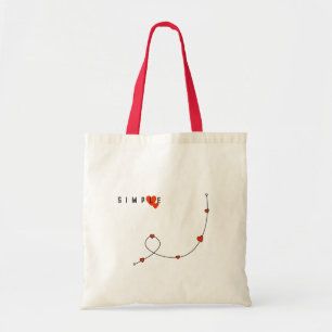 Bolso De Tela Ilustracion simple con corazones en minimalista