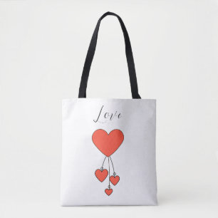 Bolso De Tela Ilustracion simple con corazones escarlatos Amor