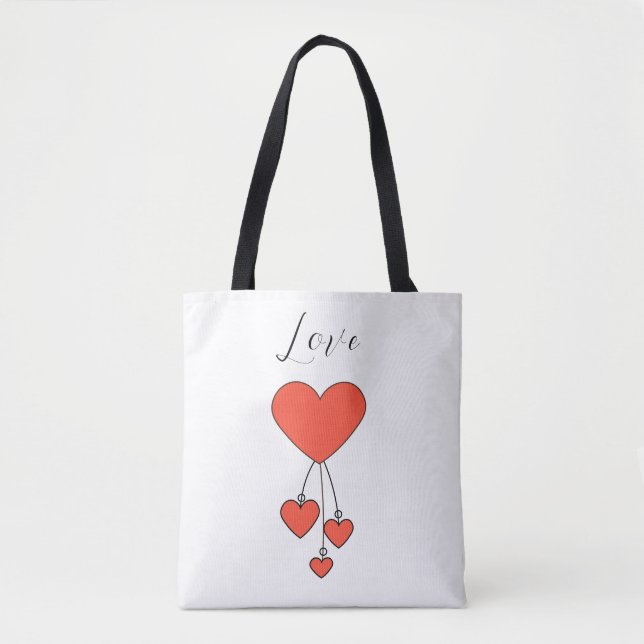 Bolso De Tela Ilustracion simple con corazones escarlatos Amor (Anverso)