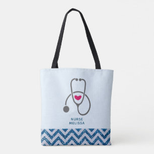 Bolso De Tela Ilustracion Stethoscope de Enfermería Gris elegant