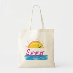 Bolso De Tela Ilustracion Sunset Summer Beach