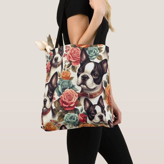 Bolso De Tela Ilustracion Terrier de Boston (Detalle)