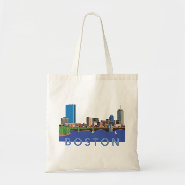 Bolso De Tela Ilustracion trasero del ordenador del horizonte de (Frente)