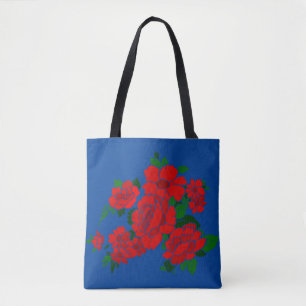 Bolso De Tela Ilustracion vintage de las flores rojas de Rockin