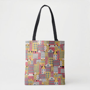 Bolso De Tela ilustracion vintage de un edificio de la ciudad en