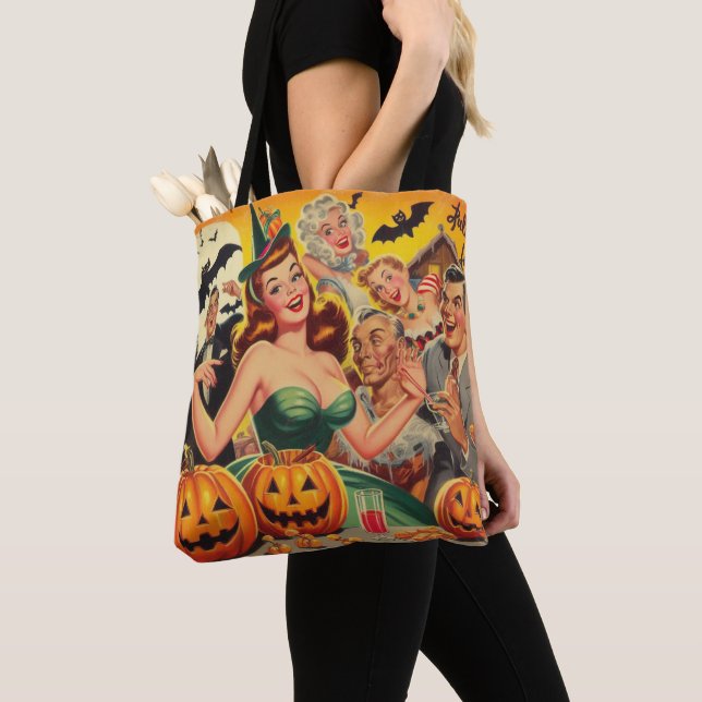 Bolso De Tela Ilustracion Vintage Halloween (Detalle)