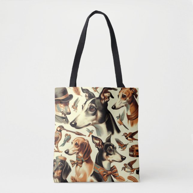Bolso De Tela Ilustracion vintage italiano Greyhound (Anverso)
