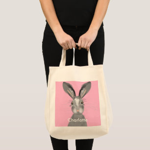 Bolso De Tela Ilustracion Whimsy de Cute Gray Hare