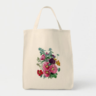Bolso De Tela Ilustraciones botánicos de época Hollyhocks