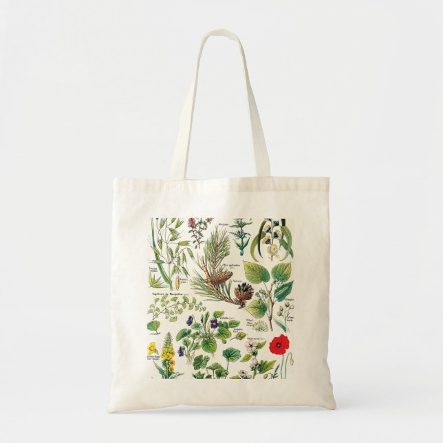 Bolso De Tela Ilustraciones botánicos - plantas de Larousse (Frente)