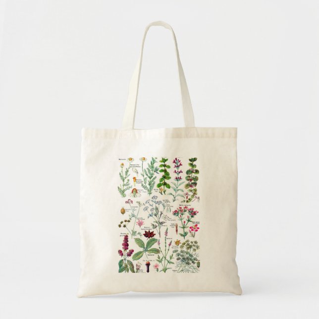 Bolso De Tela Ilustraciones botánicos - plantas de Larousse (Frente)