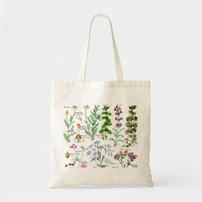 Bolso De Tela Ilustraciones botánicos - Plantas Larousse (Frente)