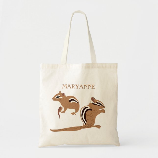 Bolso De Tela Ilustraciones Chipmunk personalizados (Frente)