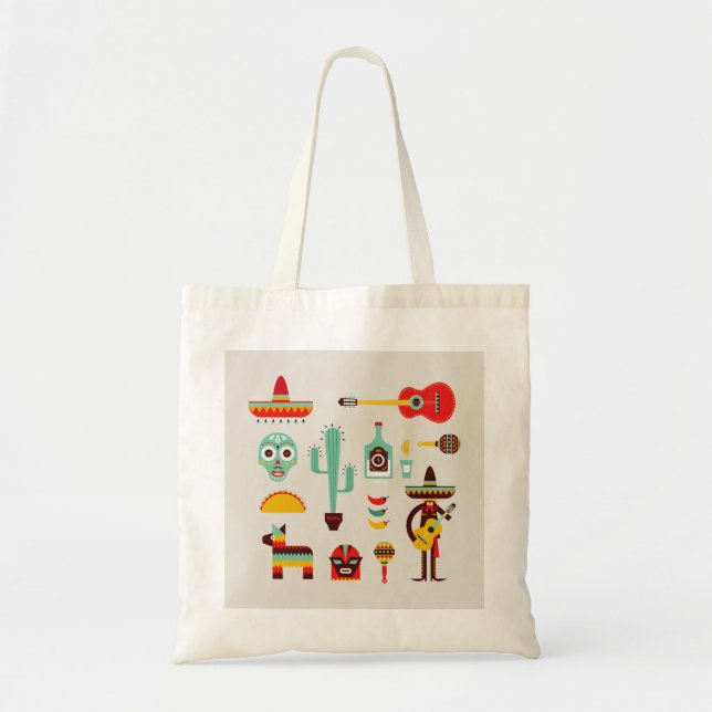 Bolso De Tela Ilustraciones culturales de México (Frente)