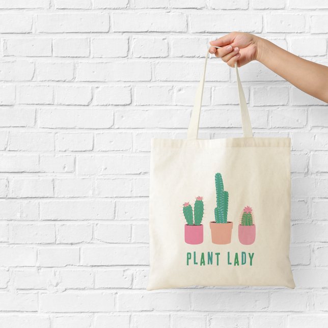 Bolso De Tela Ilustraciones de la planta Lady Pink y Green Cactu (Subido por el creador)