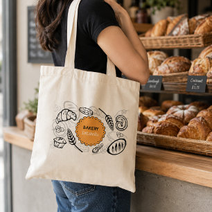 Bolso De Tela Ilustraciones de pan de garabatos juguetones Panad
