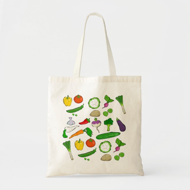 Bolso De Tela Ilustraciones de verduras mixtas (Frente)
